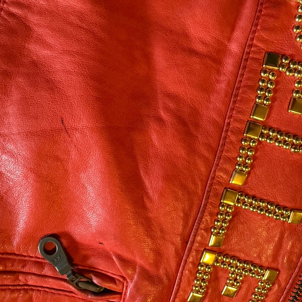 Pelle Pelle Red Leather Jacket with Gold Accents - Picture 5 of 5
